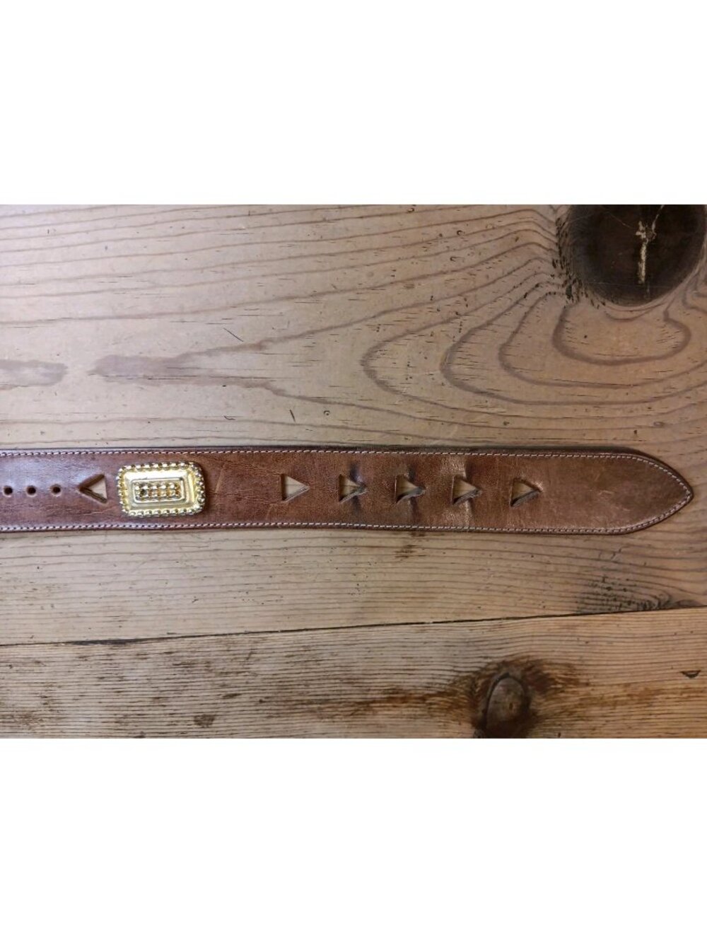 Vintage Belt The Limited Womens S Brown Leather Goldtone Buckle Laser Cut Outs - Picture 5 of 7